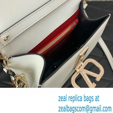 Valentino small VSLING Handbag in grainy calfskin White with JEWEL EMBROIDERY 2024