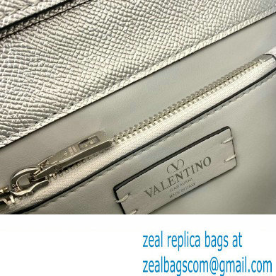 Valentino small VSLING Handbag in metallic Silver grainy calfskin with VLogo Signature crystals 2024 - Click Image to Close