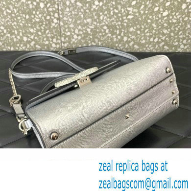 Valentino small VSLING Handbag in metallic Silver grainy calfskin with VLogo Signature crystals 2024 - Click Image to Close