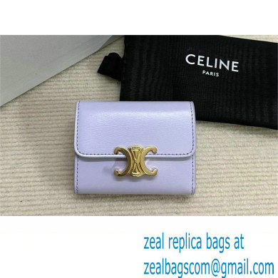 celine COMPACT WALLET WITH COIN TRIOMPHE in Shiny calfskin Light Lilac 10I653 2023