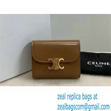 celine Small Wallet TRIOMPHE in Shiny calfskin Bronze 10D783 2023