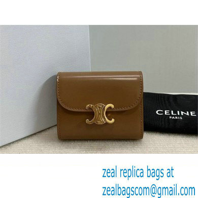 celine Small Wallet TRIOMPHE in Shiny calfskin Bronze 10D783 2023 - Click Image to Close