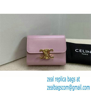 celine Small Wallet TRIOMPHE in Shiny calfskin rose 10D783 2023