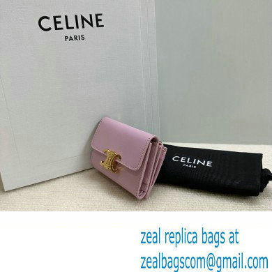 celine Small Wallet TRIOMPHE in Shiny calfskin rose 10D783 2023