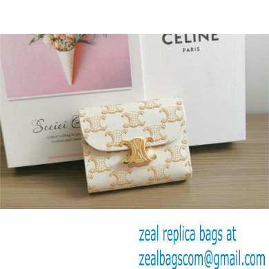 celine Small Wallet TRIOMPHE in TRIOMPHE CANVAS white/tan 2024 - Click Image to Close