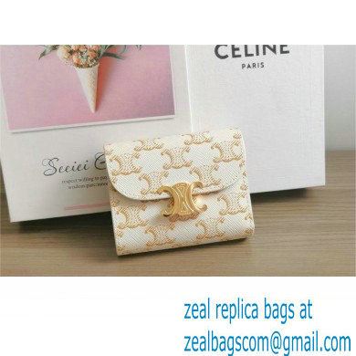 celine Small Wallet TRIOMPHE in TRIOMPHE CANVAS white/tan 2024