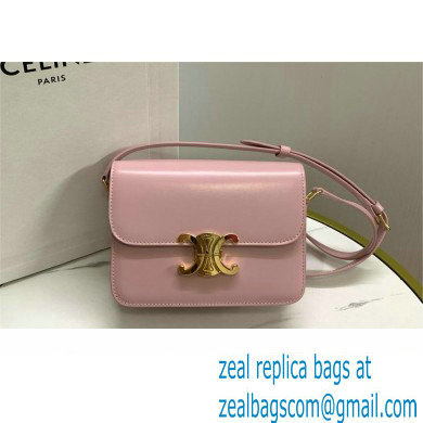 celine Teen Triomphe Bag in shiny calfskin rose 2024