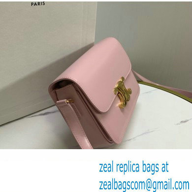 celine Teen Triomphe Bag in shiny calfskin rose 2024