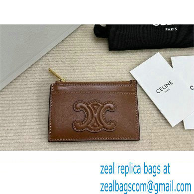 celine Zipped Card Holder in smooth lambskin Tan 10K583 2023 - Click Image to Close