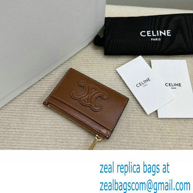 celine Zipped Card Holder in smooth lambskin Tan 10K583 2023