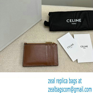 celine Zipped Card Holder in smooth lambskin Tan 10K583 2023 - Click Image to Close