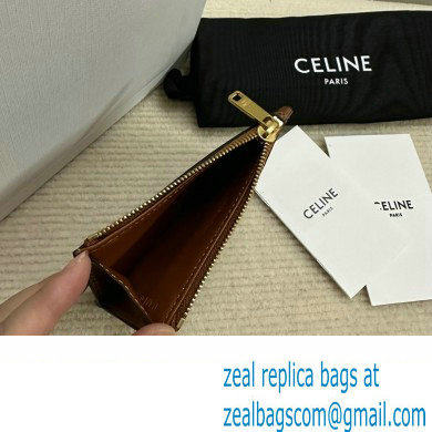 celine Zipped Card Holder in smooth lambskin Tan 10K583 2023