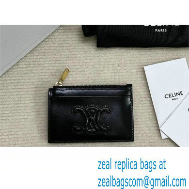 celine Zipped Card Holder in smooth lambskin black 10K583 2023