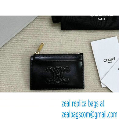 celine Zipped Card Holder in smooth lambskin black 10K583 2023 - Click Image to Close