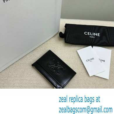 celine Zipped Card Holder in smooth lambskin black 10K583 2023 - Click Image to Close