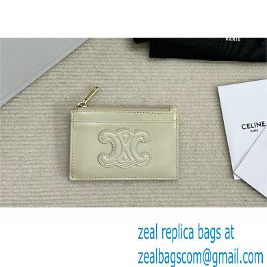 celine Zipped Card Holder in smooth lambskin off white 10K583 2023