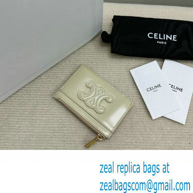 celine Zipped Card Holder in smooth lambskin off white 10K583 2023