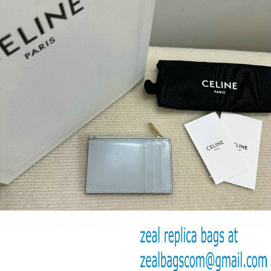 celine Zipped Card Holder in smooth lambskin pale blue 10K583 2023 - Click Image to Close