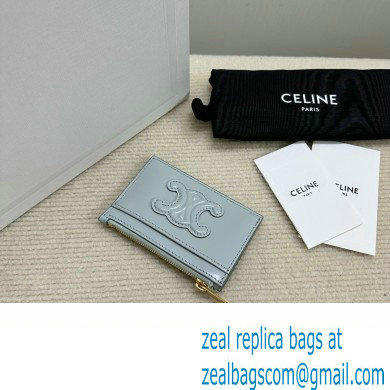 celine Zipped Card Holder in smooth lambskin pale blue 10K583 2023 - Click Image to Close