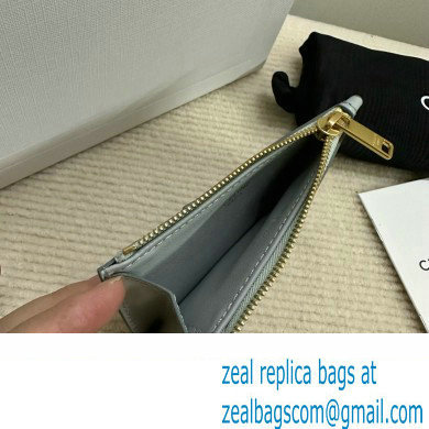 celine Zipped Card Holder in smooth lambskin pale blue 10K583 2023