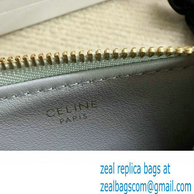 celine Zipped Card Holder in smooth lambskin pale blue 10K583 2023