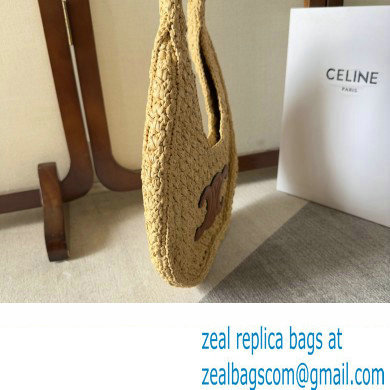 celine classic panier HOBO BAG in Raffia and Calfskin Natural / Tan 2024 - Click Image to Close