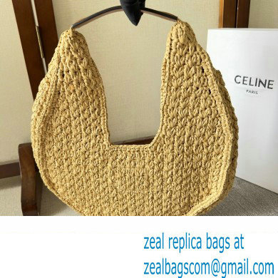 celine classic panier HOBO BAG in Raffia and Calfskin Natural / Tan 2024