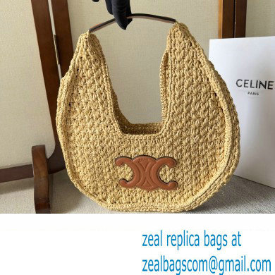 celine classic panier HOBO BAG in Raffia and Calfskin Natural / Tan 2024