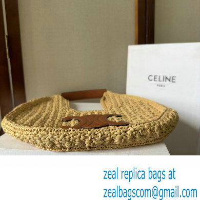 celine classic panier HOBO BAG in Raffia and Calfskin Natural / Tan 2024 - Click Image to Close