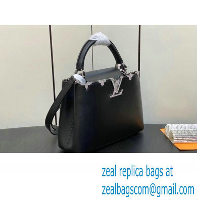 louis vuitton Capucines BB handbag black WITH crystal flowers M51783 2023