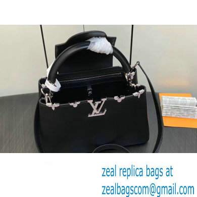 louis vuitton Capucines MM handbag black WITH crystal flowers M51783 2023