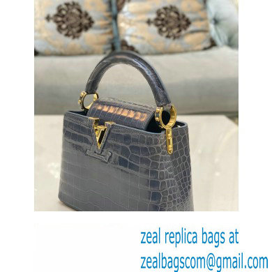 louis vuitton mini CAPUCINES bag dark gray in porosus leather with gold hardware - Click Image to Close