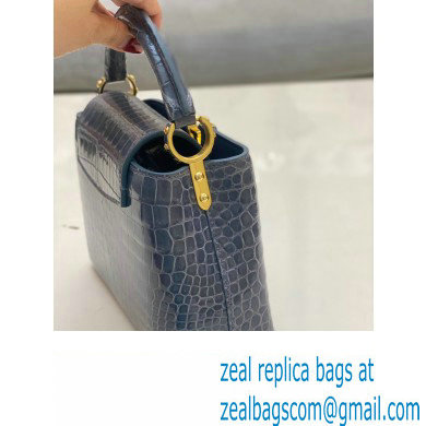 louis vuitton mini CAPUCINES bag dark gray in porosus leather with gold hardware