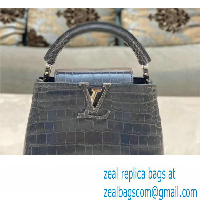 louis vuitton mini CAPUCINES bag dark gray in porosus leather with silver hardware - Click Image to Close