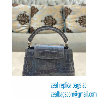 louis vuitton mini CAPUCINES bag dark gray in porosus leather with silver hardware - Click Image to Close
