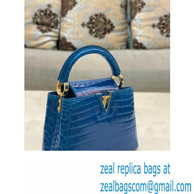 louis vuitton mini CAPUCINES bag in crocodile niloticus bright blue with gold hardware