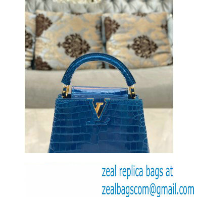 louis vuitton mini CAPUCINES bag in crocodile niloticus bright blue with gold hardware