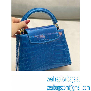 louis vuitton mini CAPUCINES bag in crocodile niloticus bright blue with gold hardware - Click Image to Close