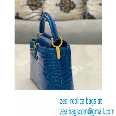 louis vuitton mini CAPUCINES bag in crocodile niloticus bright blue with gold hardware