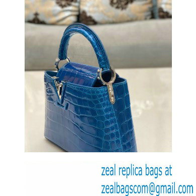 louis vuitton mini CAPUCINES bag in crocodile niloticus bright blue with silver hardware - Click Image to Close