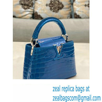 louis vuitton mini CAPUCINES bag in crocodile niloticus bright blue with silver hardware - Click Image to Close