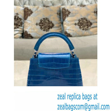 louis vuitton mini CAPUCINES bag in crocodile niloticus bright blue with silver hardware