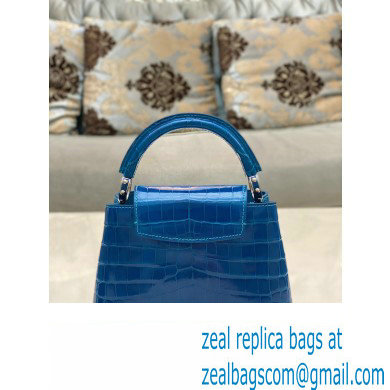 louis vuitton mini CAPUCINES bag in crocodile niloticus bright blue with silver hardware - Click Image to Close