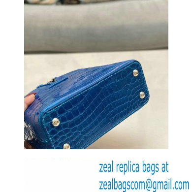 louis vuitton mini CAPUCINES bag in crocodile niloticus bright blue with silver hardware