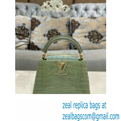 louis vuitton mini CAPUCINES bag in crocodile niloticus green with gold hardware - Click Image to Close