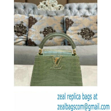 louis vuitton mini CAPUCINES bag in crocodile niloticus green with gold hardware