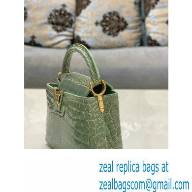 louis vuitton mini CAPUCINES bag in crocodile niloticus green with gold hardware - Click Image to Close