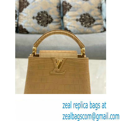 louis vuitton mini CAPUCINES bag in matt alligator leather beige with gold hardware - Click Image to Close