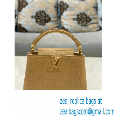 louis vuitton mini CAPUCINES bag in matt alligator leather beige with gold hardware