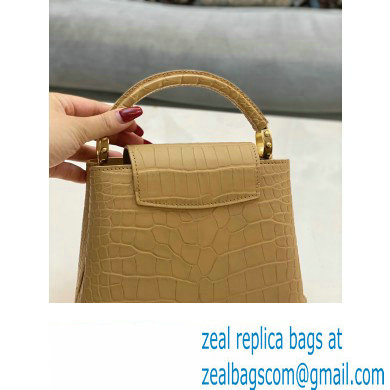 louis vuitton mini CAPUCINES bag in matt alligator leather beige with gold hardware